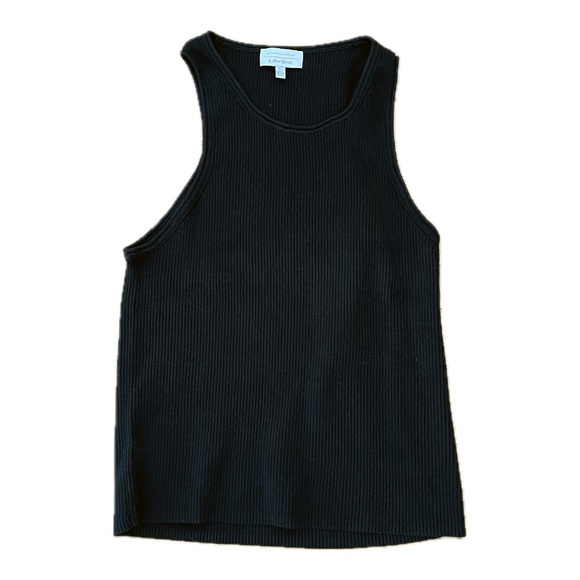 & Other Stories Tops - & Other Stories Black Ribbed Tank Top Medium Thick Cotton-Linen Blend EUC